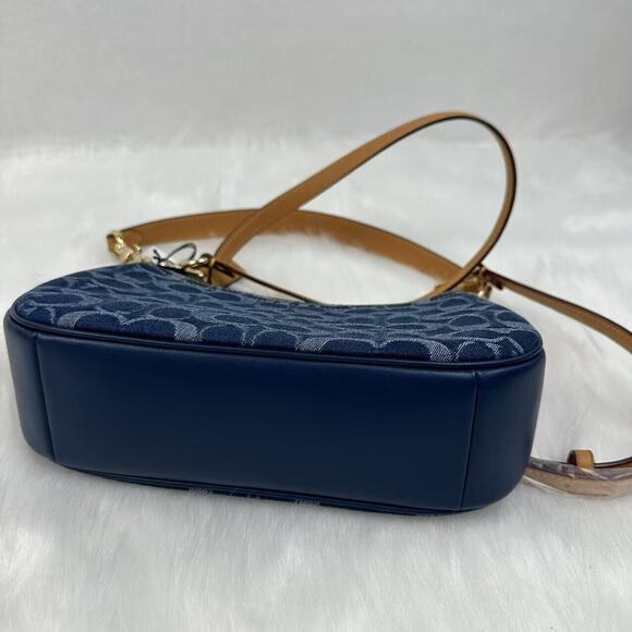 Coach Teri Shoulder Bag Signature Denim Vachetta Leather Gold/Denim/Natural NWT - Picture 10 of 12